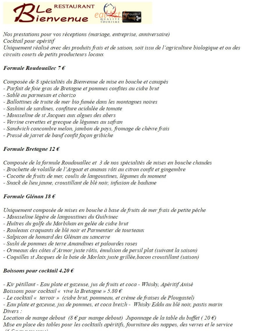 Le bienvenue — carte page 10