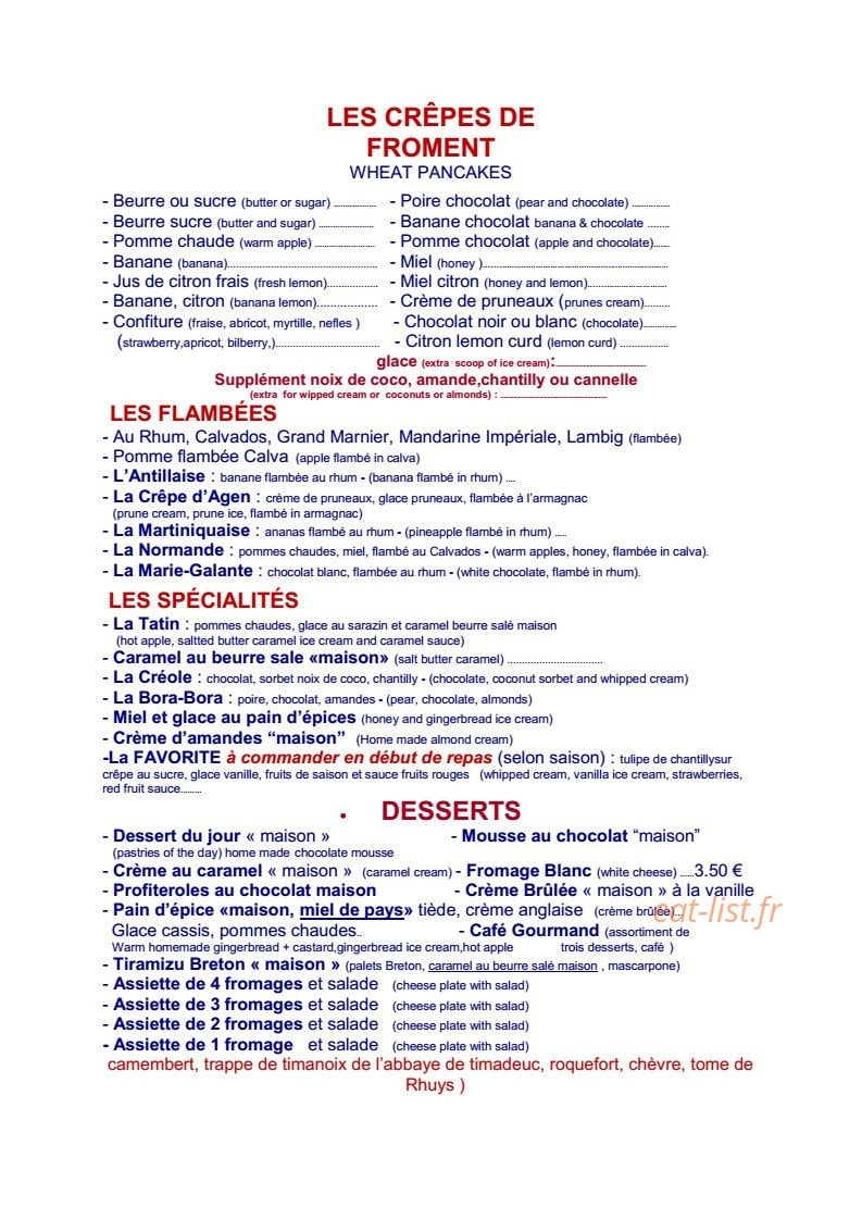 Crêperie de la Marine — carte page 3