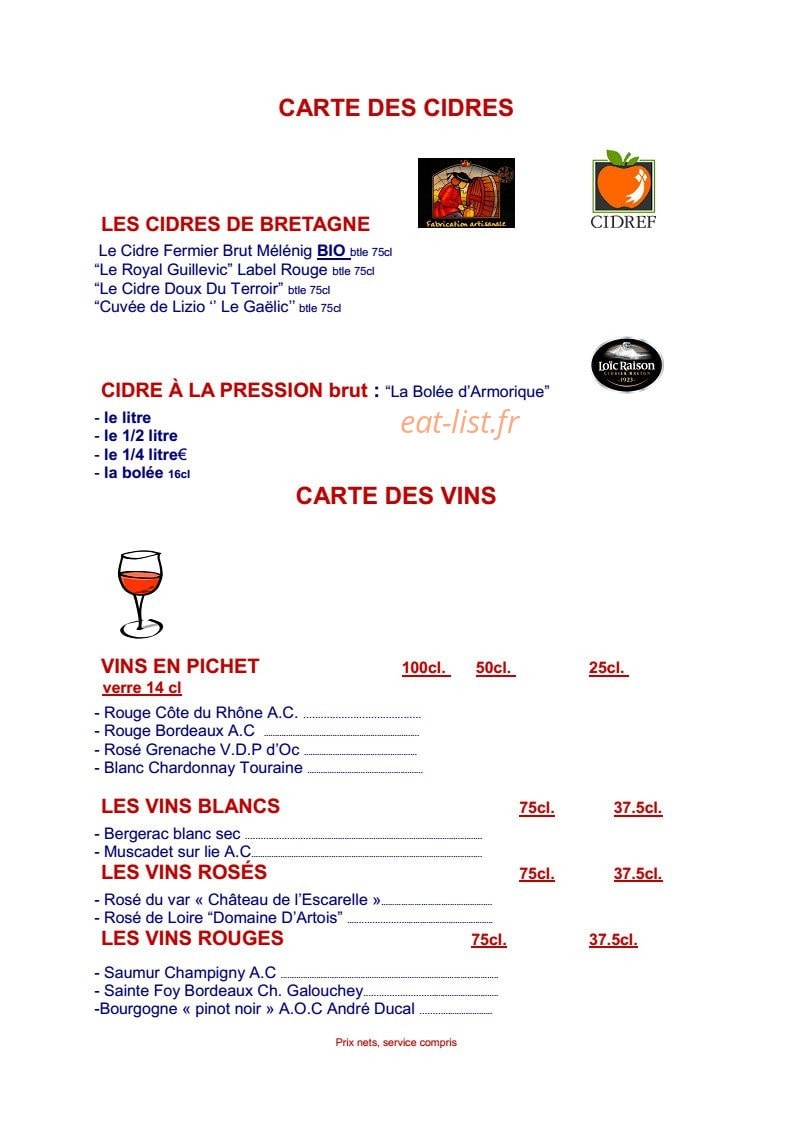 Crêperie de la Marine — carte page 6