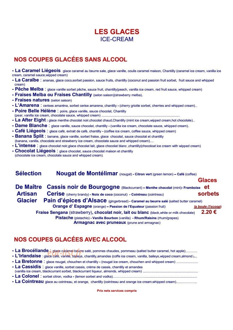 Crêperie de la Marine — carte page 4