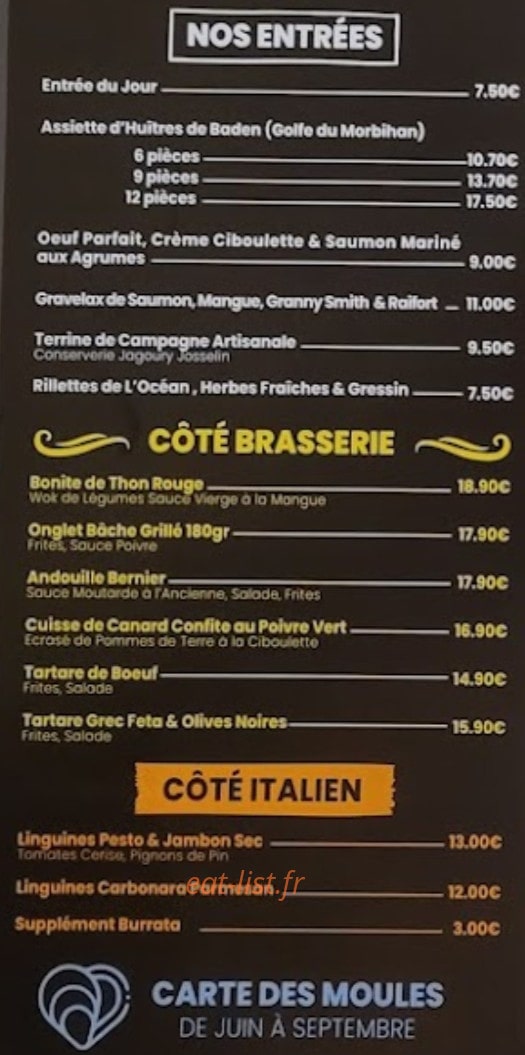 La Taverne — carte page 1