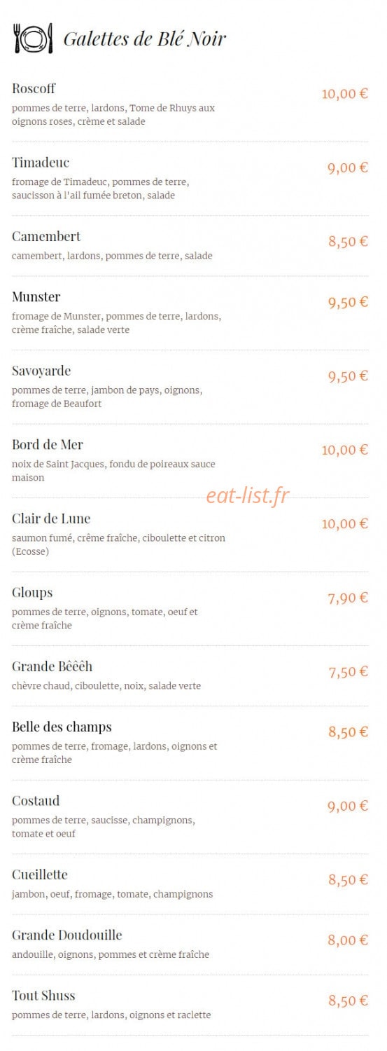 Crêperie Des Forges — carte page 3