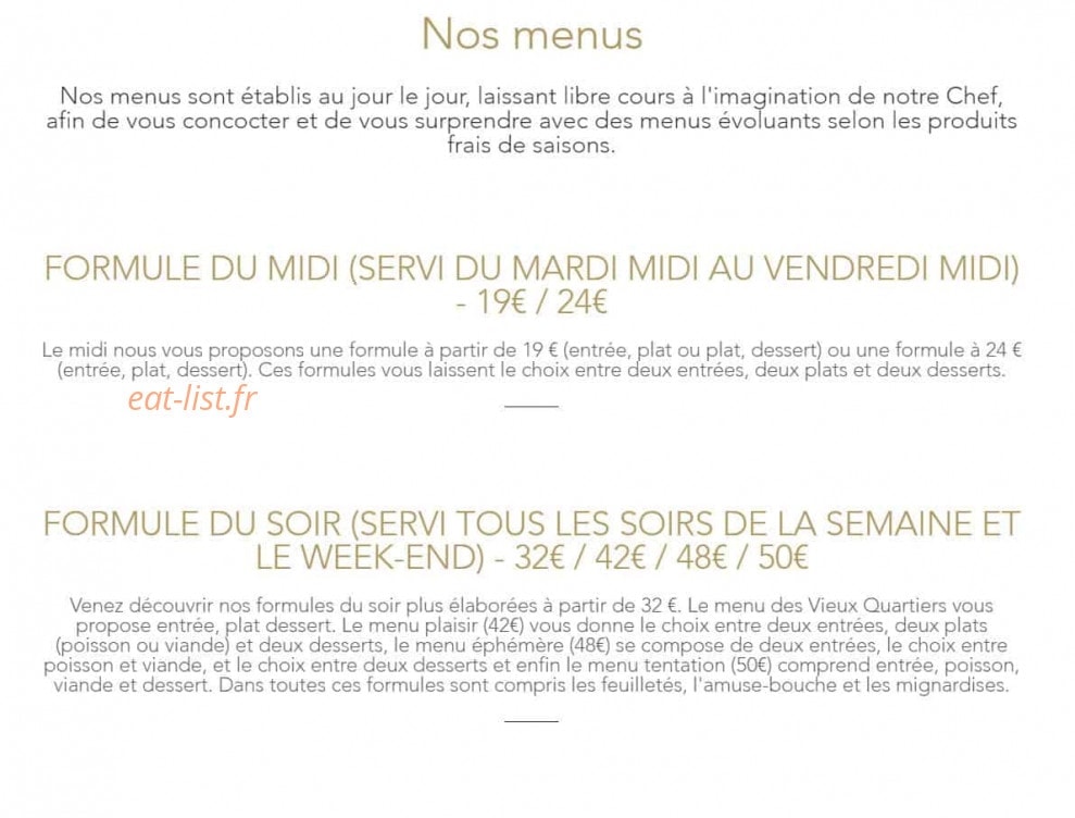 Auberge des Deux Magots — carte page 1