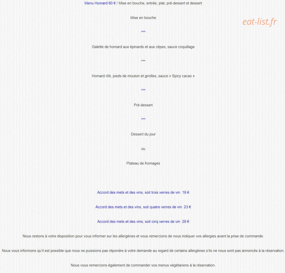 L'Auberge Bretonne — carte page 3