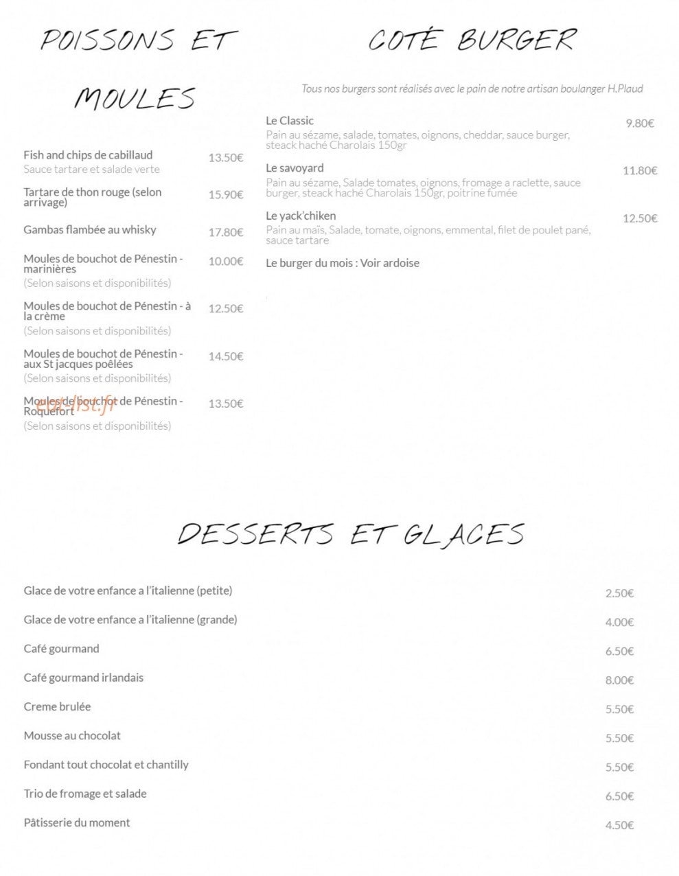 Le Yackam's — carte page 2