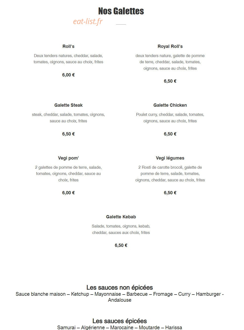 Chicken crispy — carte page 2