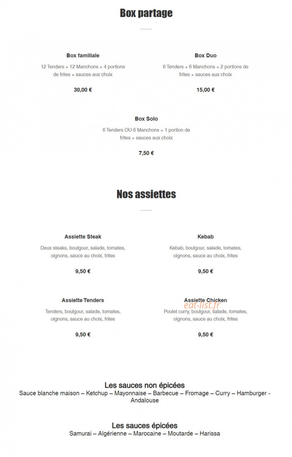 Chicken crispy — carte page 3
