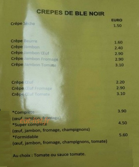 Crêperie des Fontaines — carte page 4