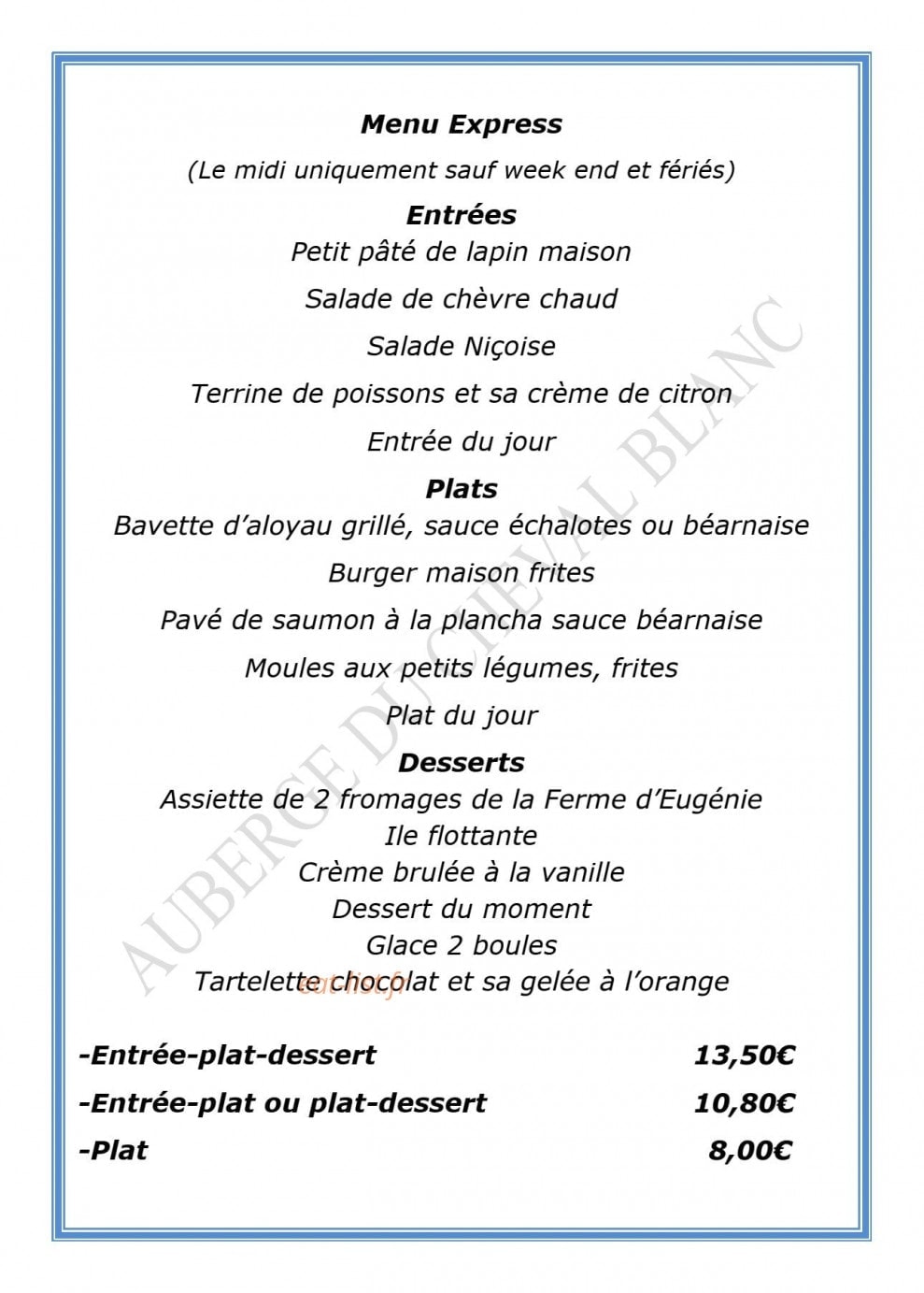 Le Cheval Blanc — carte page 9