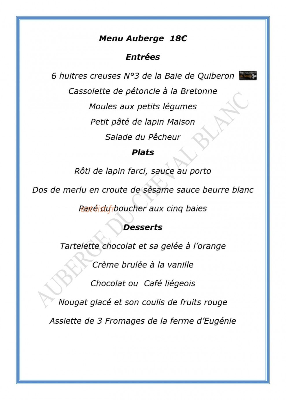 Le Cheval Blanc — carte page 6