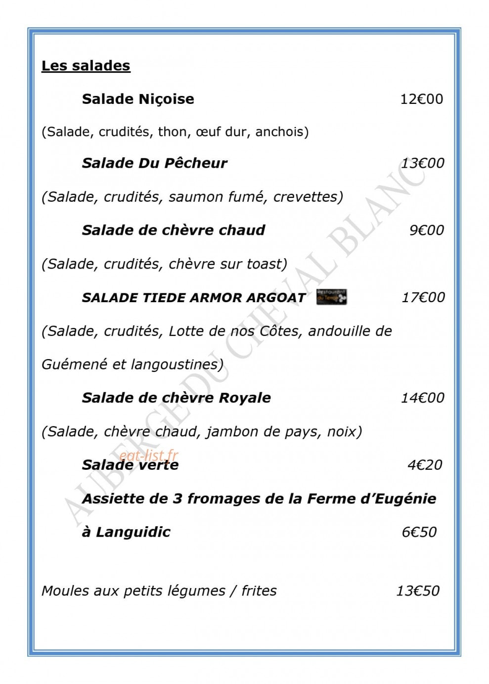 Le Cheval Blanc — carte page 4