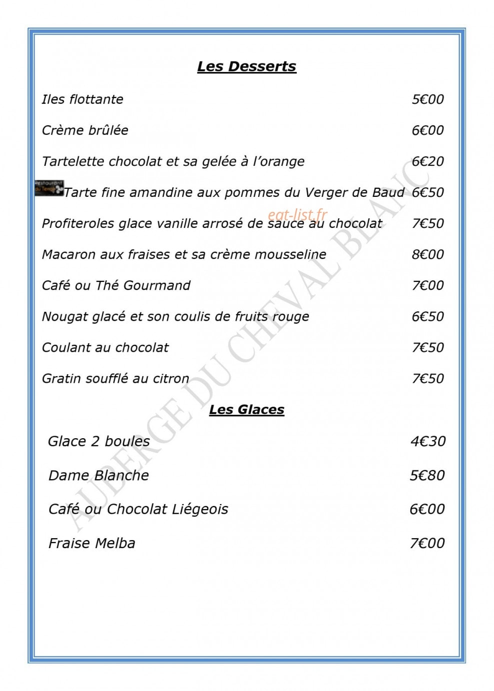 Le Cheval Blanc — carte page 11