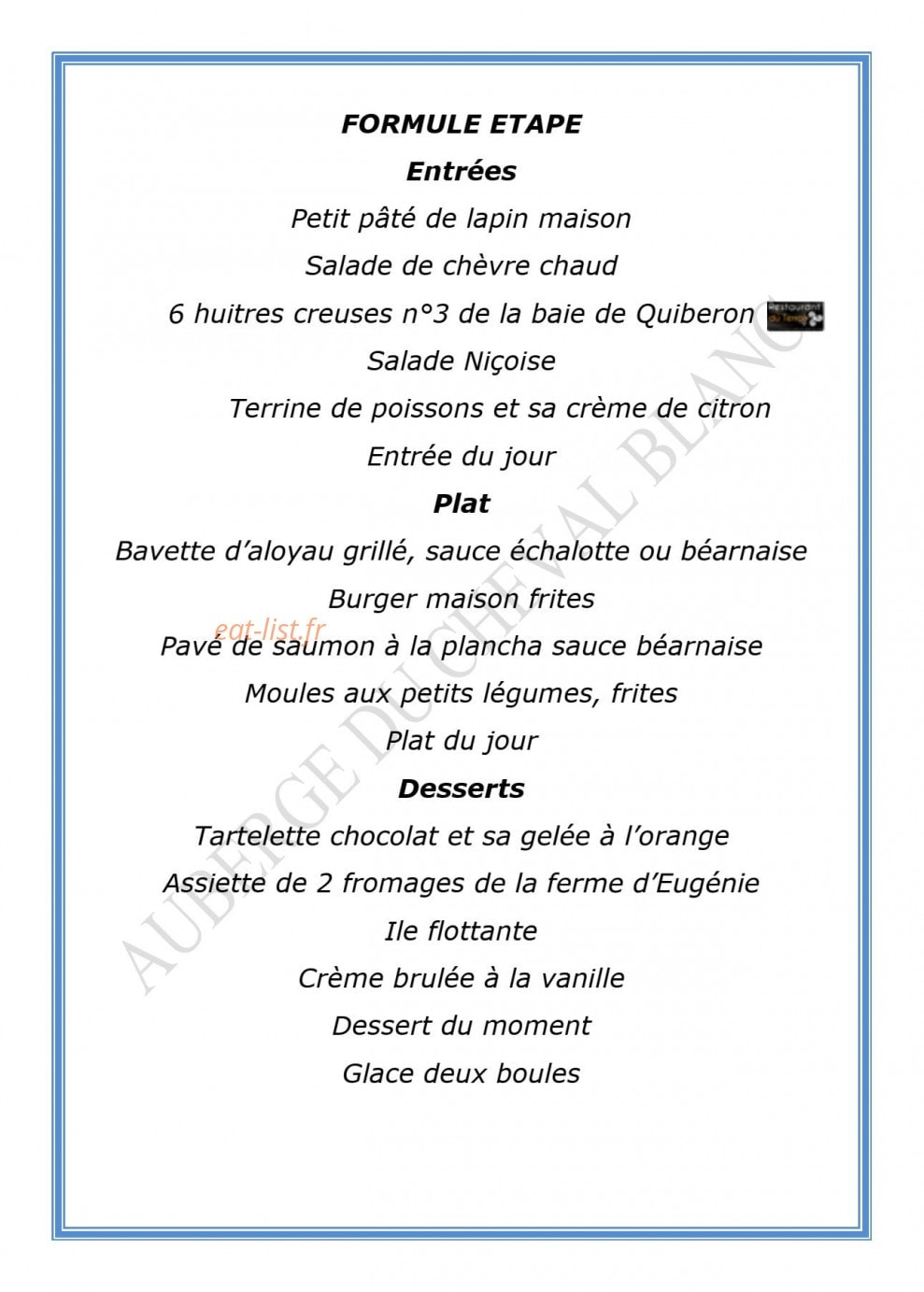 Le Cheval Blanc — carte page 10