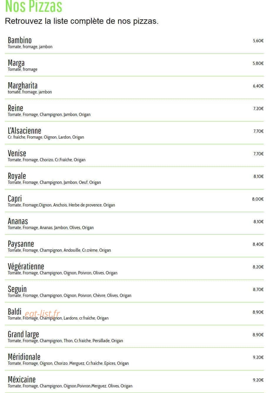 Pizza Baldi — carte page 1