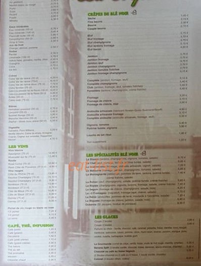 Creperie des Rohan — carte page 1