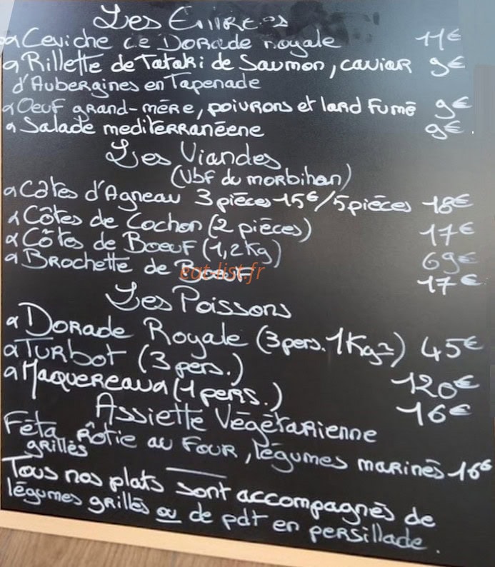 À la braise — carte page 1