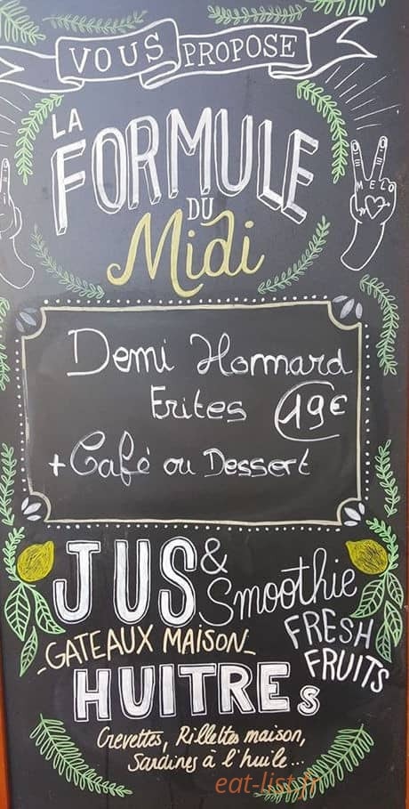 Carte et menu de Chez homard à Quiberon — exemple de menu