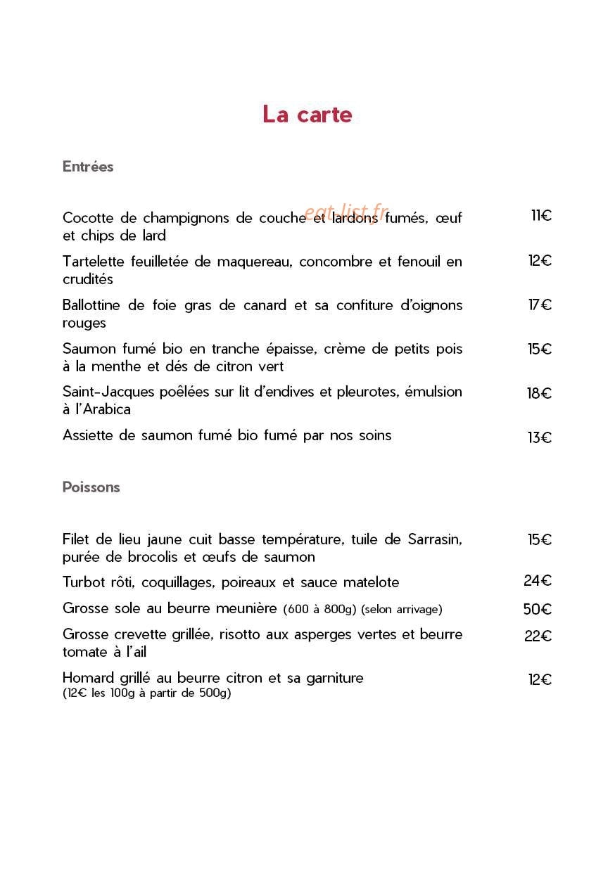 Hôtel Restaurant Europa — carte page 1