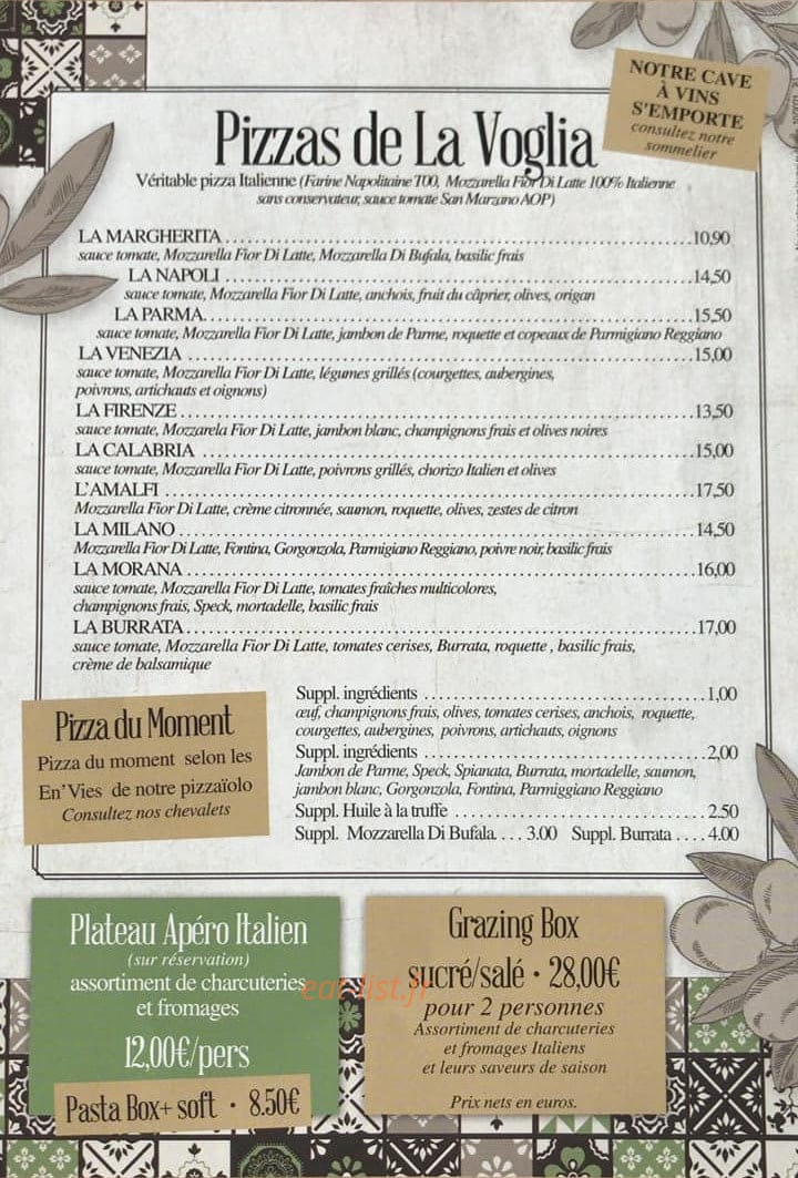 La Voglia — carte page 1