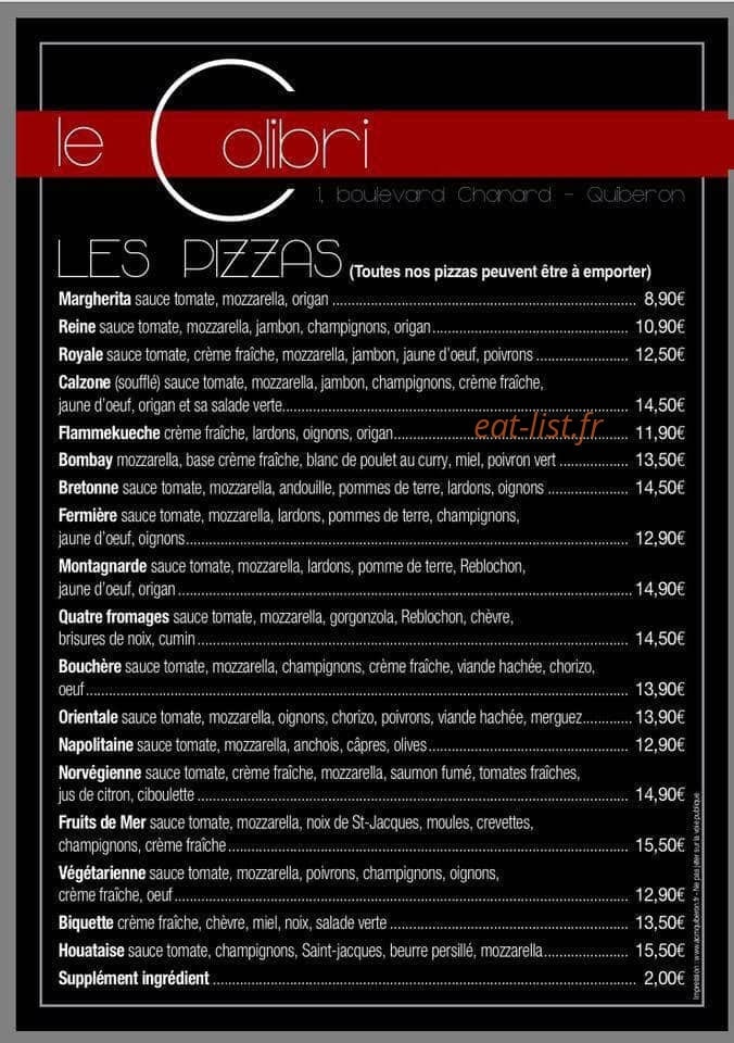 Le colibri — carte page 1