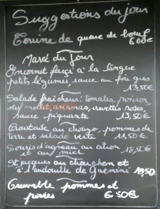 Restaurant A la Louche — carte page 1