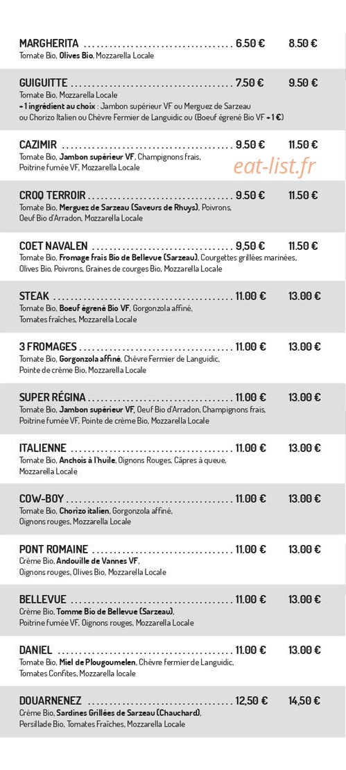 Pizza Rhuys — carte page 2