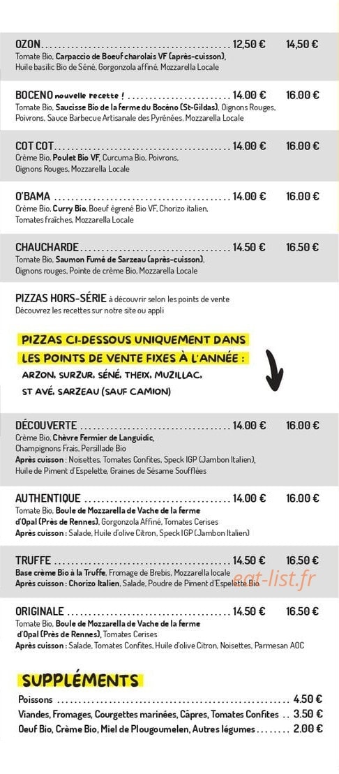 Pizza Rhuys — carte page 3