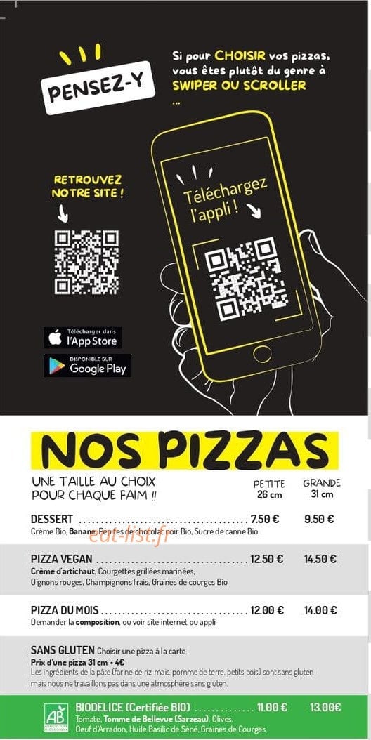 Pizza Rhuys — carte page 1