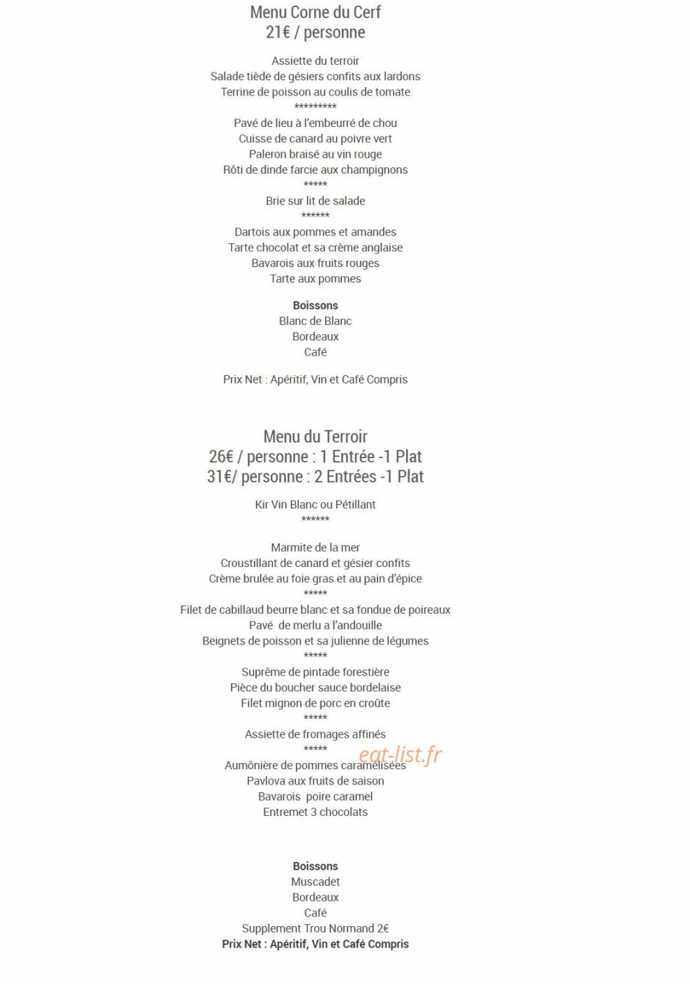 La Corne Du Cerf — carte page 1