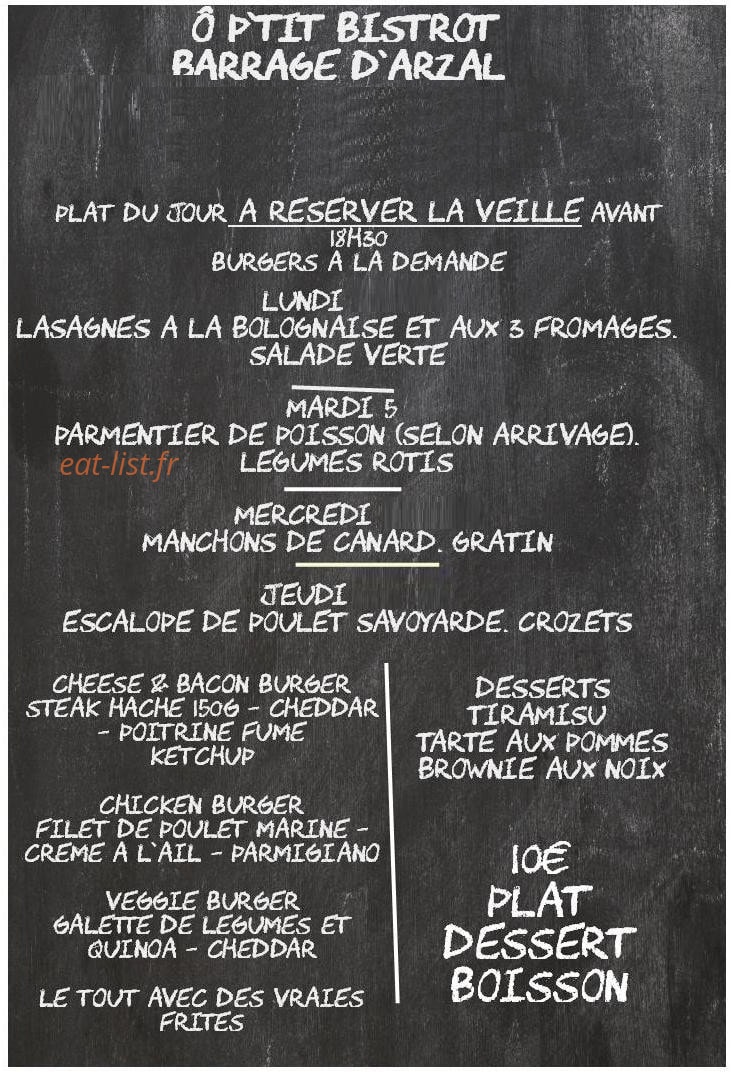 Ô P’tit Bistrot — carte page 1