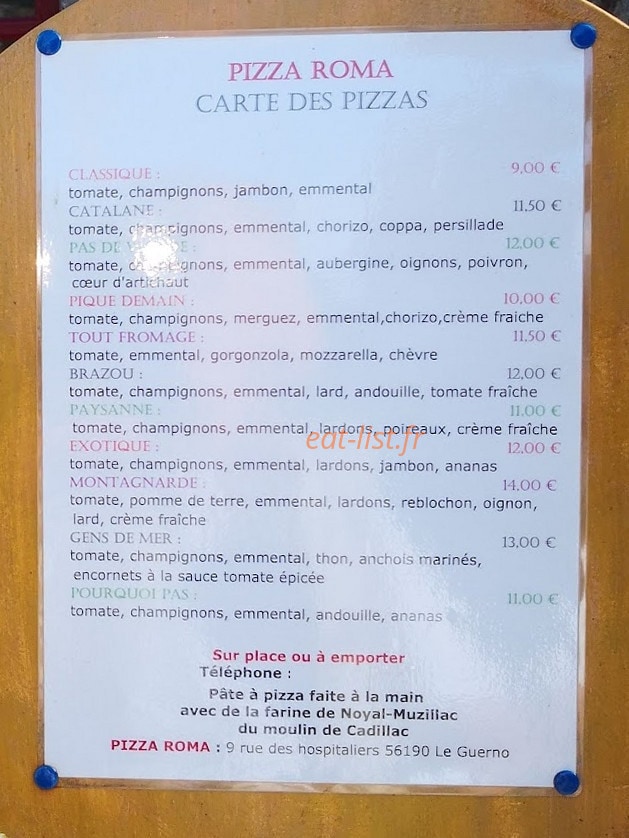 Pizza Roma — carte page 1