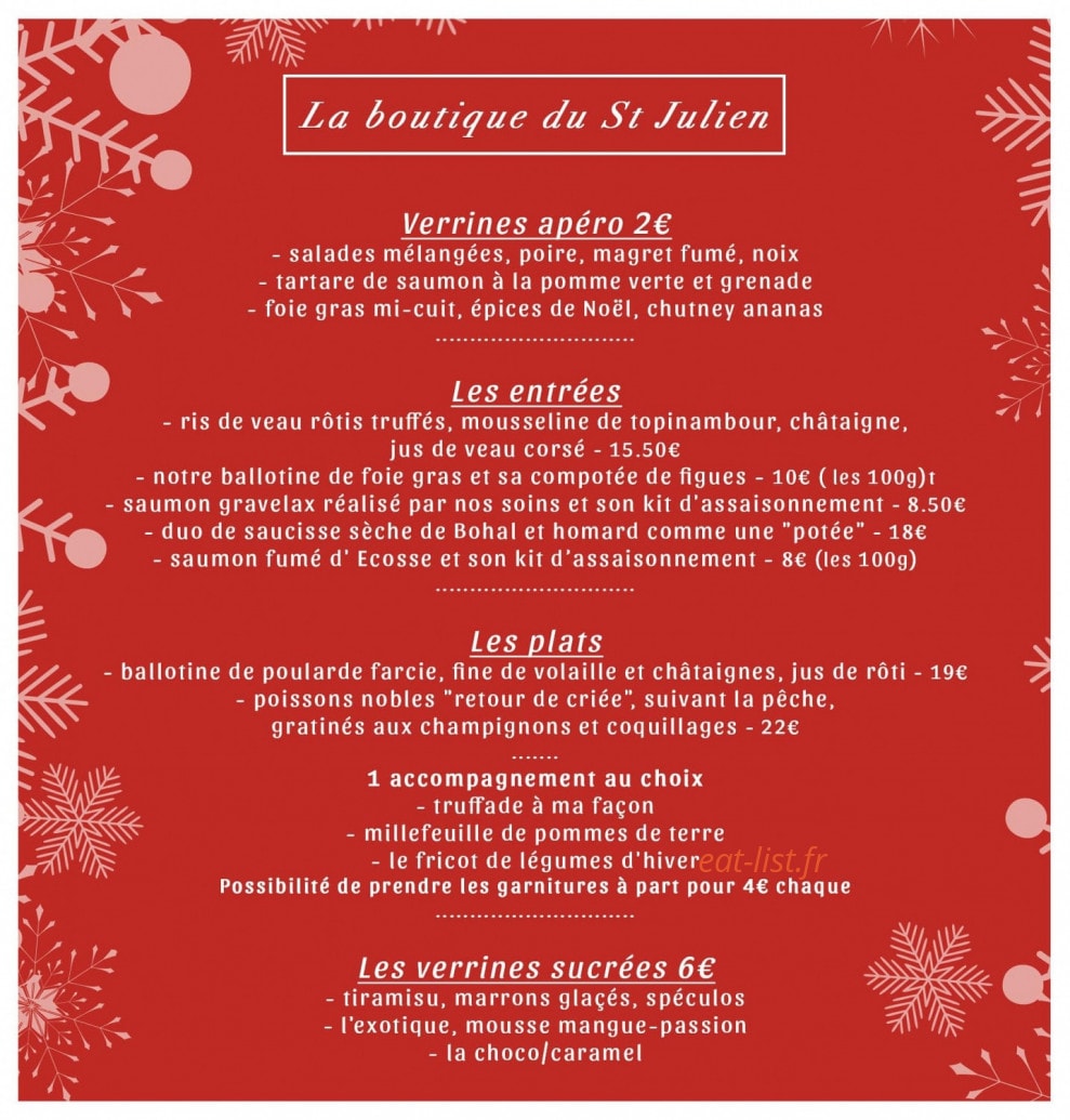 Café Saint-Julien — carte page 1