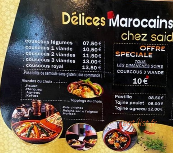 Délices Marocains — carte page 3
