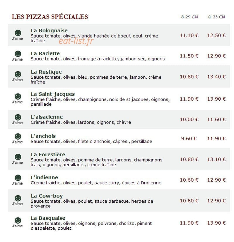 Le Kiosque à Pizzas — carte page 3
