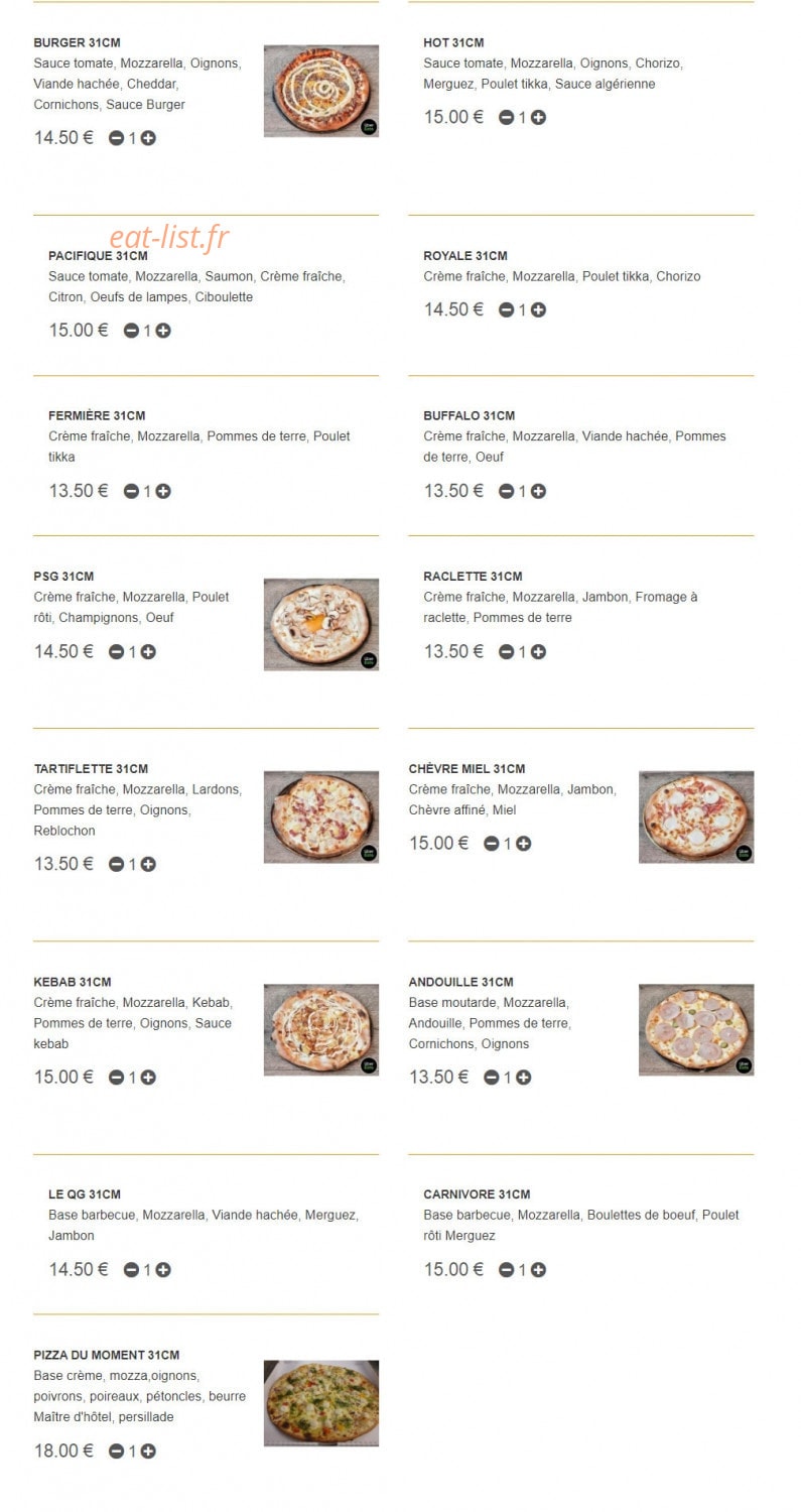 QG Pizza — carte page 3