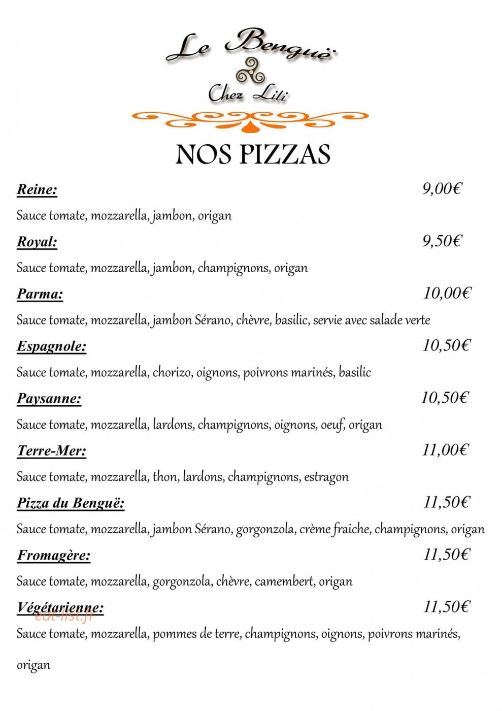 Le Benguë Chez Lili — carte page 1
