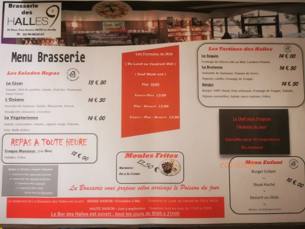 Brasserie des Halles — carte page 1