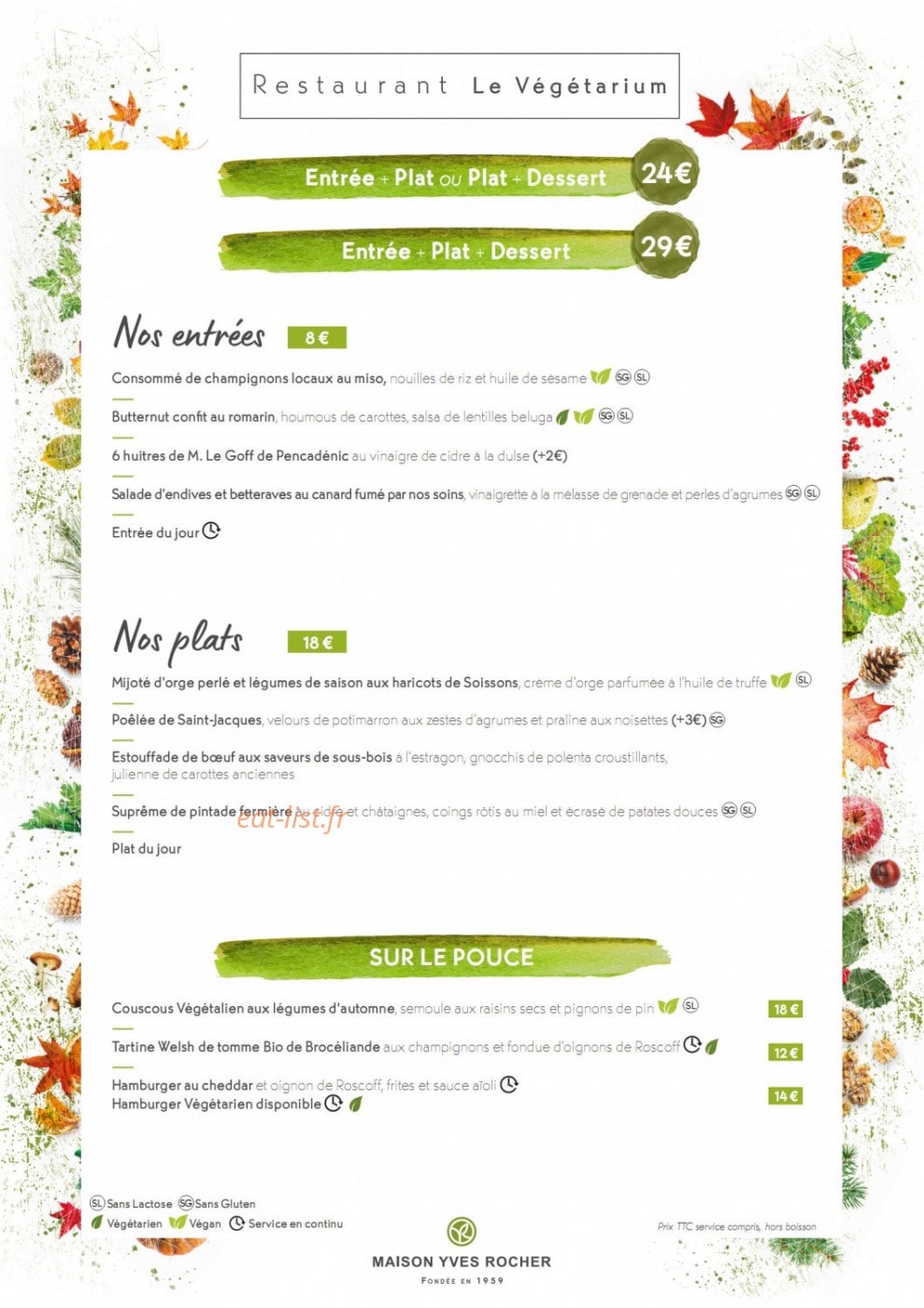 Le Végétarium — carte page 1