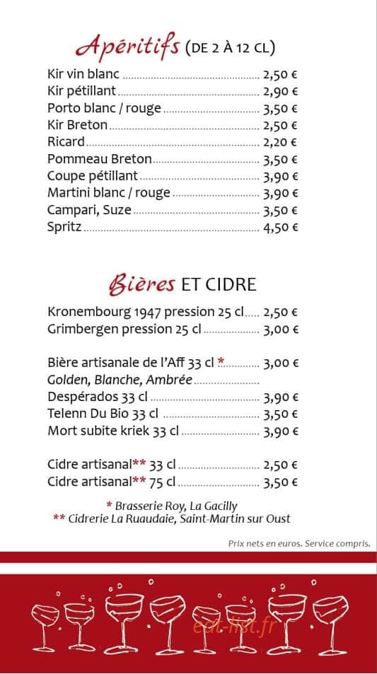 Tartines et Bouchons — carte page 1