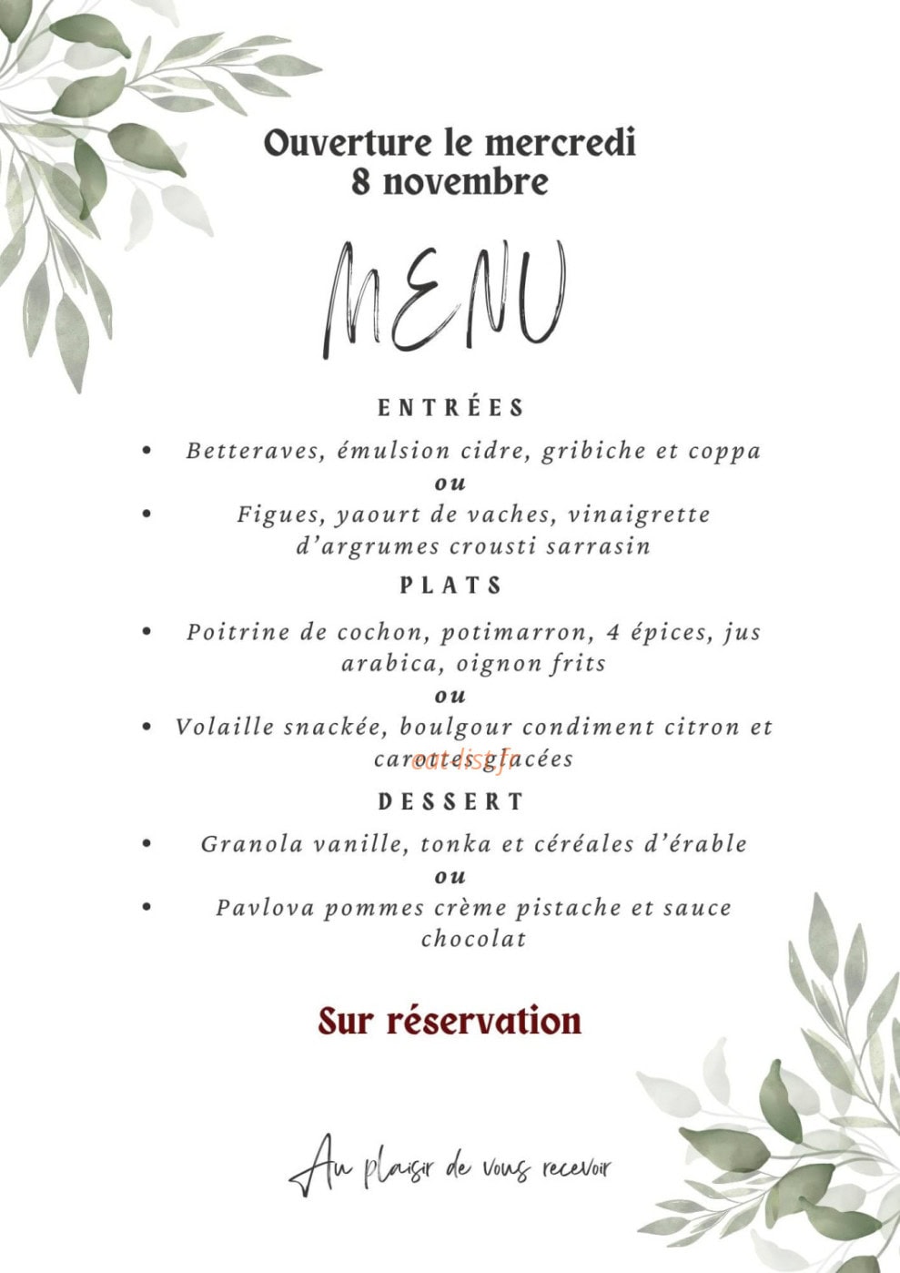 Charly Bistro — carte page 1