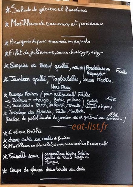 Carte et menu de Les Ardoisières à Rochefort en Terre — Un exemple de menu du jour