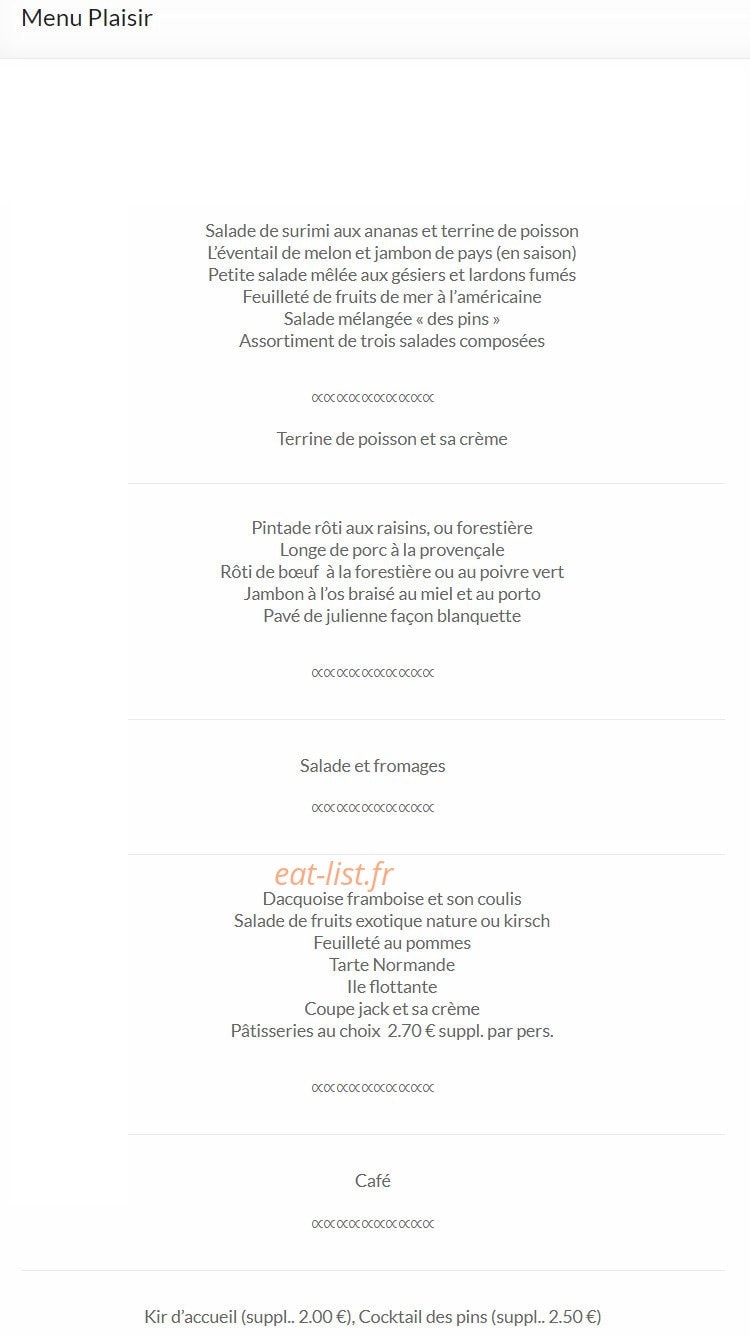 Restaurant des pins — carte page 2