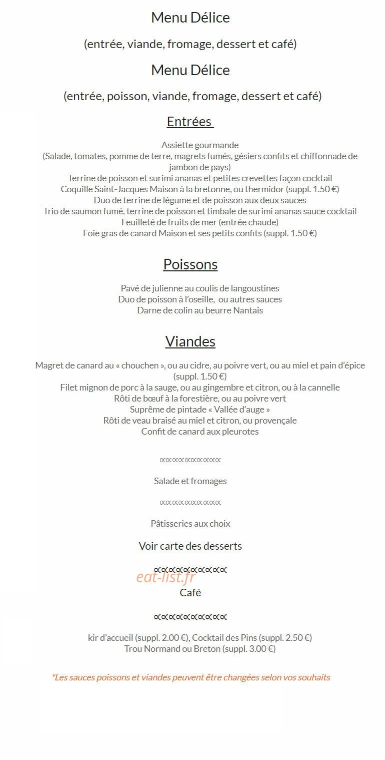 Restaurant des pins — carte page 4