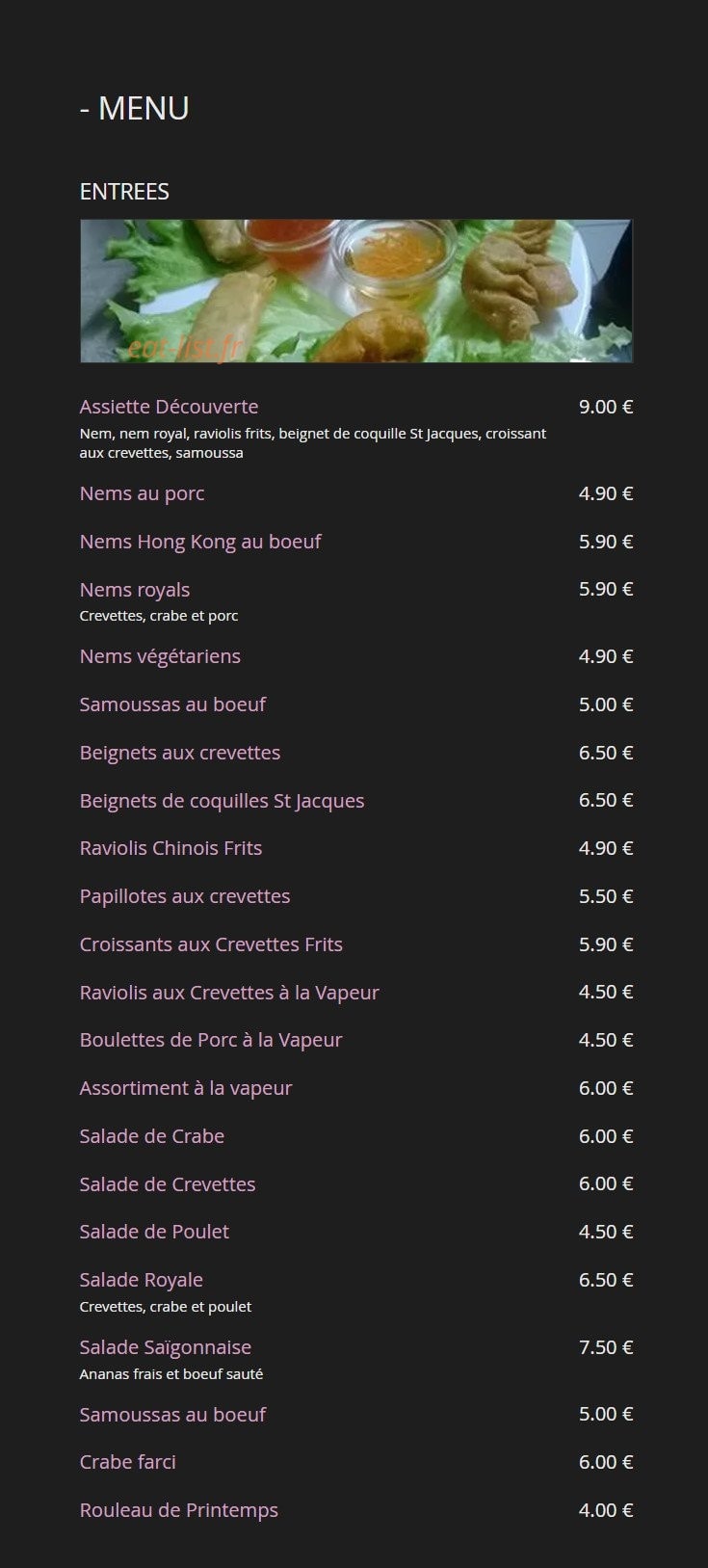 Le Saïgon — carte page 1