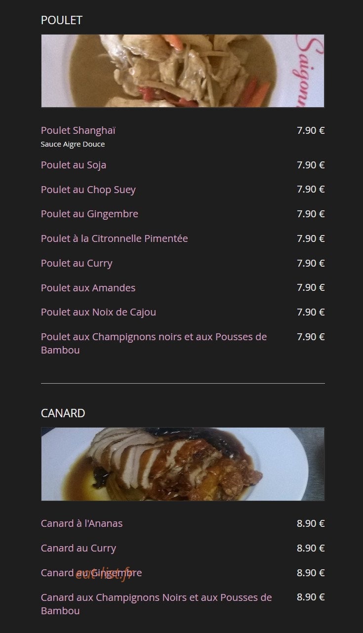 Le Saïgon — carte page 4