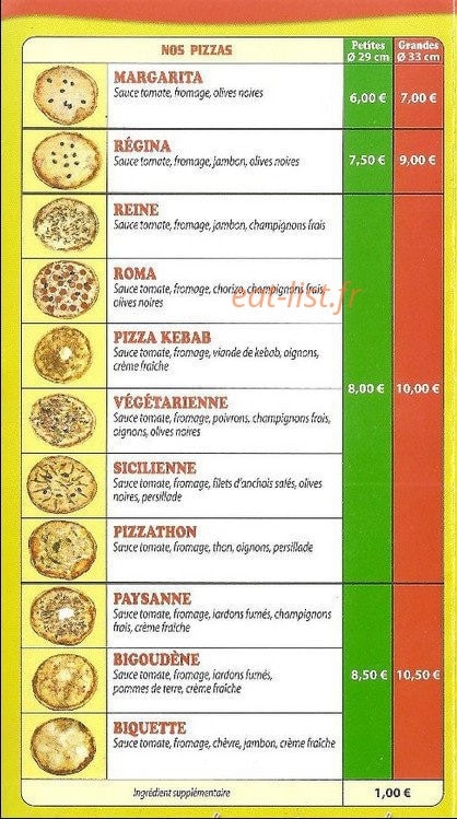 Pizz'Adorée chez Léon — carte page 1