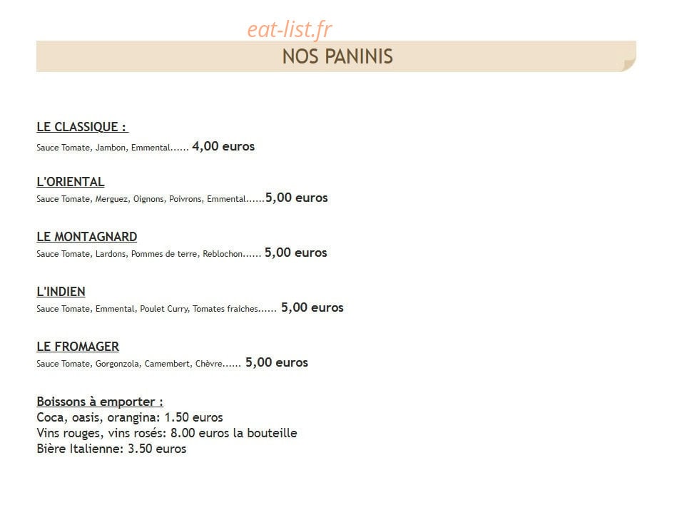 Kelan Pizzas — carte page 2
