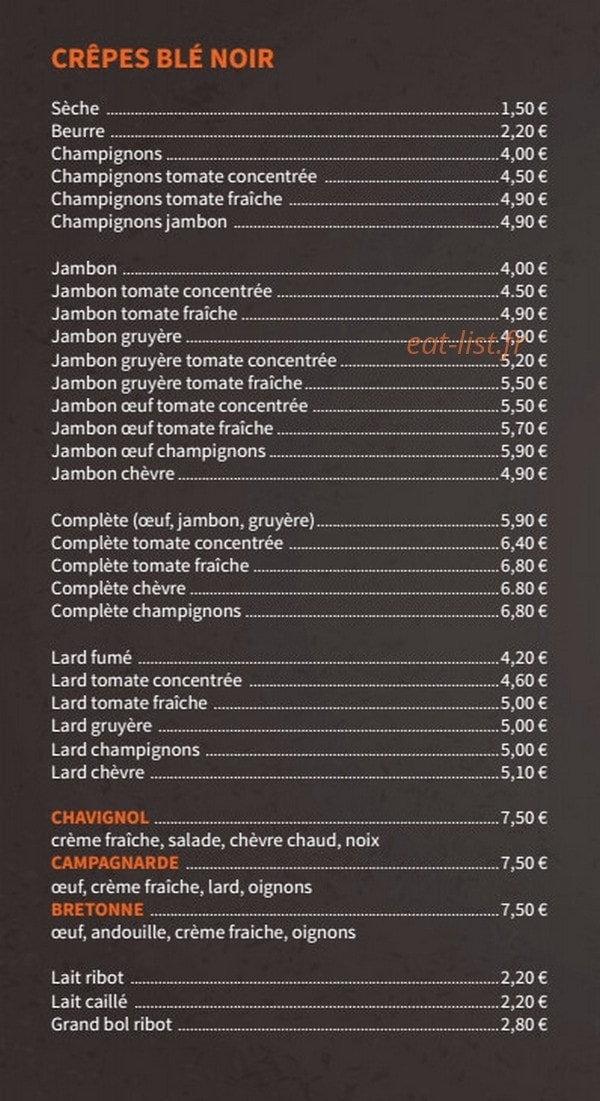 La Crêperie des étangs — carte page 3