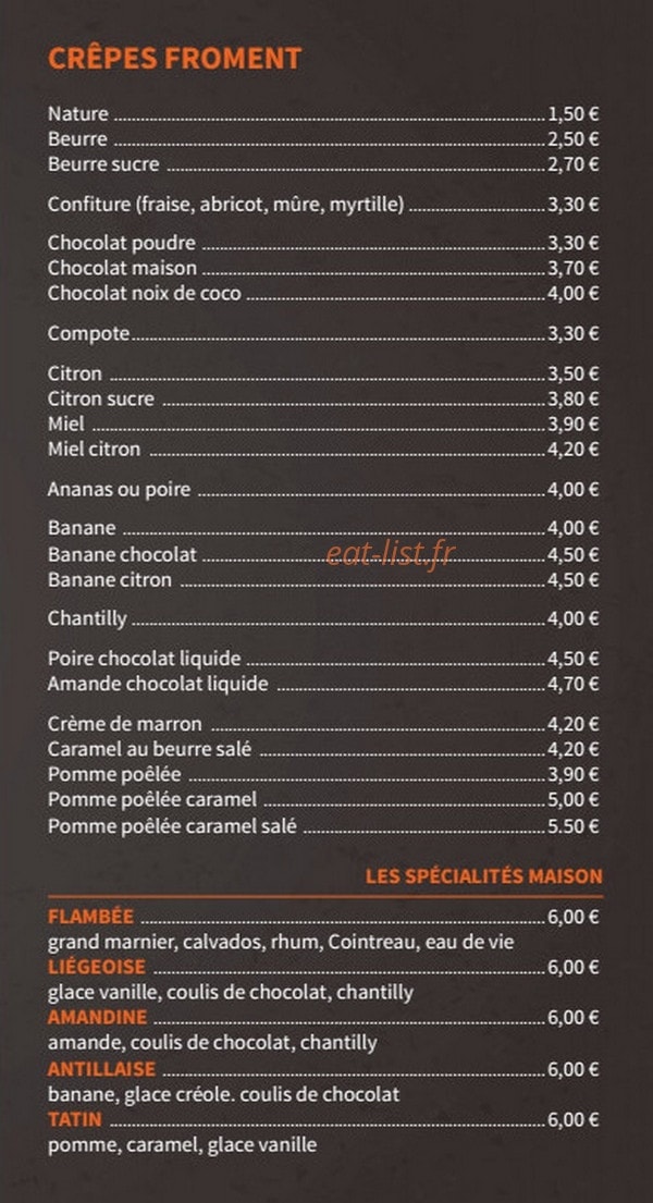 La Crêperie des étangs — carte page 5
