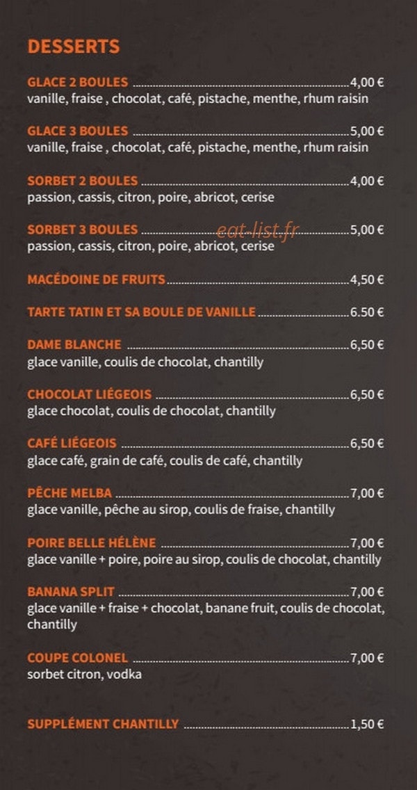 La Crêperie des étangs — carte page 1